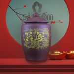 Hũ đựng gạo tài lộc Bát Tràng bằng sành màu nâu tây SG-HG03