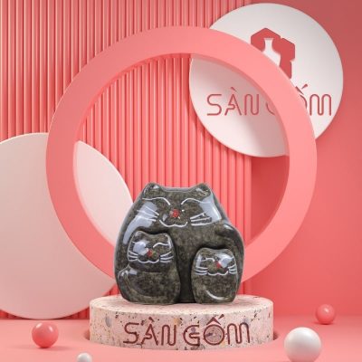 bo-tuong-3-con-meo-gom-su-bat-trang-den-dom