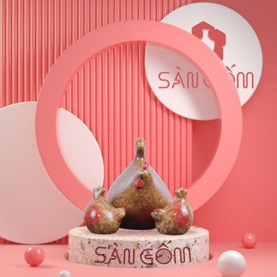 bo-tuong-thu-trang-tri-3-con-ga-gom-su-mau-nau