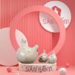 Bộ tượng thú trang trí 3 con gà gốm sứ màu trắng ngà SG-TT23
