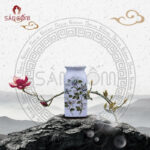 Lọ hoa gốm sứ Bát Tràng họa tiết hoa phù dung dáng trụ cổ loe SG-BH31