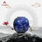 Lọ hoa men hỏa biến dáng vò thấp vẽ chữ Hạnh phúc SG-BH02