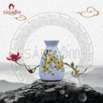 Lọ hoa men mát Bát Tràng họa tiết hoa mai dáng sake SG-BH32