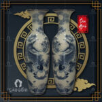 Lục bình men rạn họa tiết "Lý Ngư Vọng Nguyệt" Bát Tràng SG-LB03