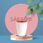 Ly sứ tổ ong không quai màu trắng lòng màu cam SG-LS83