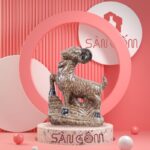 Tượng dê sứ trang trí Bát Tràng màu nâu SG-TT07
