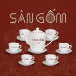 Ấm chén sứ trắng Bát Tràng vai vuông dáng cao SG-AC35