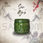 Bát hương men ngọc lục bảo họa tiết lưỡng long chầu nguyệt SG-BHT07