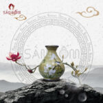 Bình hoa gốm sứ đẹp vẽ hoa sen dáng giọt nước SG-BH112