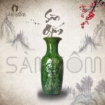 Lọ hoa thờ ngọc lục bảo họa tiết hoa sen khắc nổi SG-LHT09