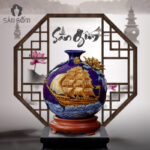 Bình hút lộc Thuận buồm xuôi gió đắp nổi xanh dương SG-BHL46