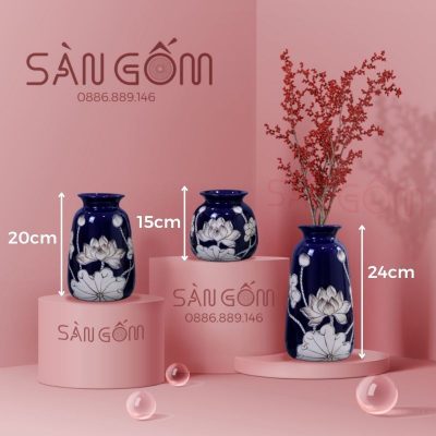 bo-3-binh-hoa-mau-xanh-dam-ve-hoa-sen