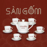 Bộ ấm chén quà tặng in logo dáng vuông sứ trắng SG-AC31