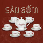 Bộ ấm chén quà tặng sứ Bát Tràng trắng đẹp SG-AC30