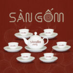 Bộ ấm chén sứ Bát Tràng men trắng dáng Hồng Kông SG-AC44