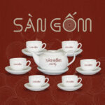 Bộ ấm trà sứ trắng Bát Tràng dáng CK nắp lõm SG-AC39