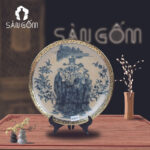 Đĩa cảnh trang trí men rạn bọc đồng vẽ Phúc Lộc Thọ SG-ĐC15