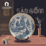 Đĩa cảnh men rạn cổ bọc đồng vẽ Trúc lâm thất hiền SG-ĐC01
