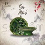 Mâm bồng men ngọc lục bảo họa tiết rồng phượng SG-MBT06