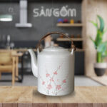 Ấm tích men gấm hoa đào Bát Tràng SG-AT02