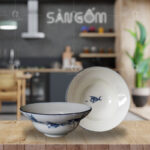 Bát chiết yêu vẽ cá chỉ xanh gốm sứ Bát Tràng SG-BT17