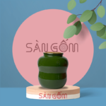 Bia lu gốm sứ dáng hồ lô màu xanh rêu SG-LUB07