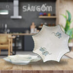 Đĩa sao vẽ sen xanh men kem Bát Tràng SG-D46