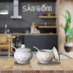 Hũ đường men gấm hoa đào Bát Tràng SG-BGV49