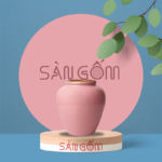 Lu uống bia sứ Bát Tràng tròn bầu màu hồng SG-LUB20