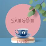 Ly cafe cappuccino vân đá Bát Tràng màu xanh coban SG-LS53