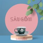 Ly cafe espresso vân đá Bát Tràng màu đen SG-LS48