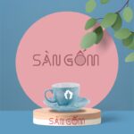 Ly cafe espresso vân đá Bát Tràng màu xanh cabe SG-LS44