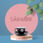 Ly cafe espresso kèm đĩa lót màu đen Bát Tràng SG-LS60