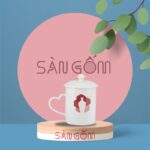 Ly sứ trắng có nắp quai hình trái tim SG-LS72