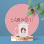 Ly sứ trắng in logo cao cấp có nắp đậy SG-LS66