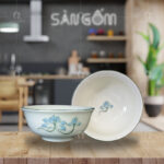 Tô sâu vẽ sen xanh men kem Bát Tràng SG-BT16