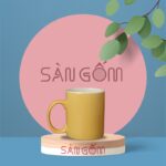 Cốc sứ dáng trụ tròn quai thấp màu vàng SG-LS87