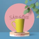 Ly sứ Bát Tràng dáng chữ V cao màu vàng chanh SG-LS97