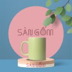 Ly sứ Bát Tràng dáng trụ màu xanh bạc hà SG-LS103