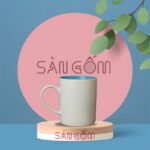 Ly sứ dáng trụ tròn màu trắng lòng xanh SG-LS139