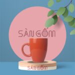 Ly sứ Bát Tràng dáng bầu quai C màu cam SG-LS117