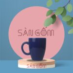 Ly sứ màu xanh dương dáng bầu quai C Bát Tràng SG-LS110