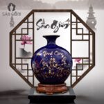 Bình hút lộc vẽ vàng kim "Mã đáo thành công" xanh dương SG-BHL102