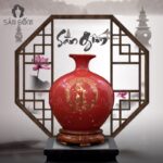 Bình hút lộc vẽ vàng kim "Phúc Đức" màu đỏ SG-BHL104