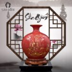 Bình hút lộc vẽ vàng kim "Sen Phú Quý" màu đỏ SG-BHL105