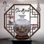 Bình hút lộc vẽ vàng kim hoạ tiết tứ cảnh màu trắng SG-BHL114
