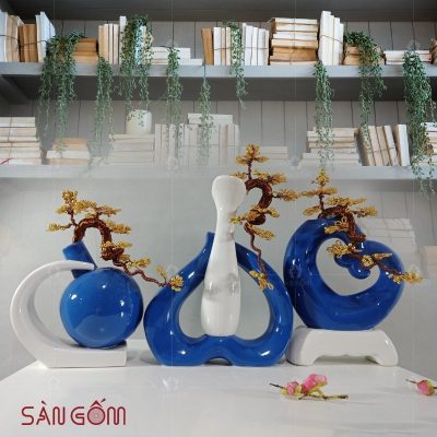 bo-3-tuong-gom-su-trang-tri-mau-xanh-duong