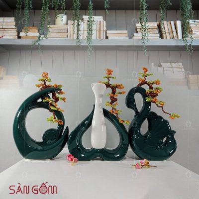 bo-3-tuong-gom-trang-tri-thien-nga-xanh-ngoc