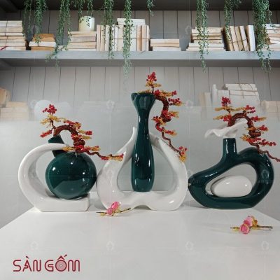 bo-3-tuong-su-trang-tri-mau-xanh-ngoc-va-trang