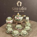 Bộ ấm chén màu ngà dáng mục đồng chăn trâu họa tiết Hoa Sen SG-AC117
